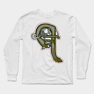 Celtic Cat Letter Q Long Sleeve T-Shirt